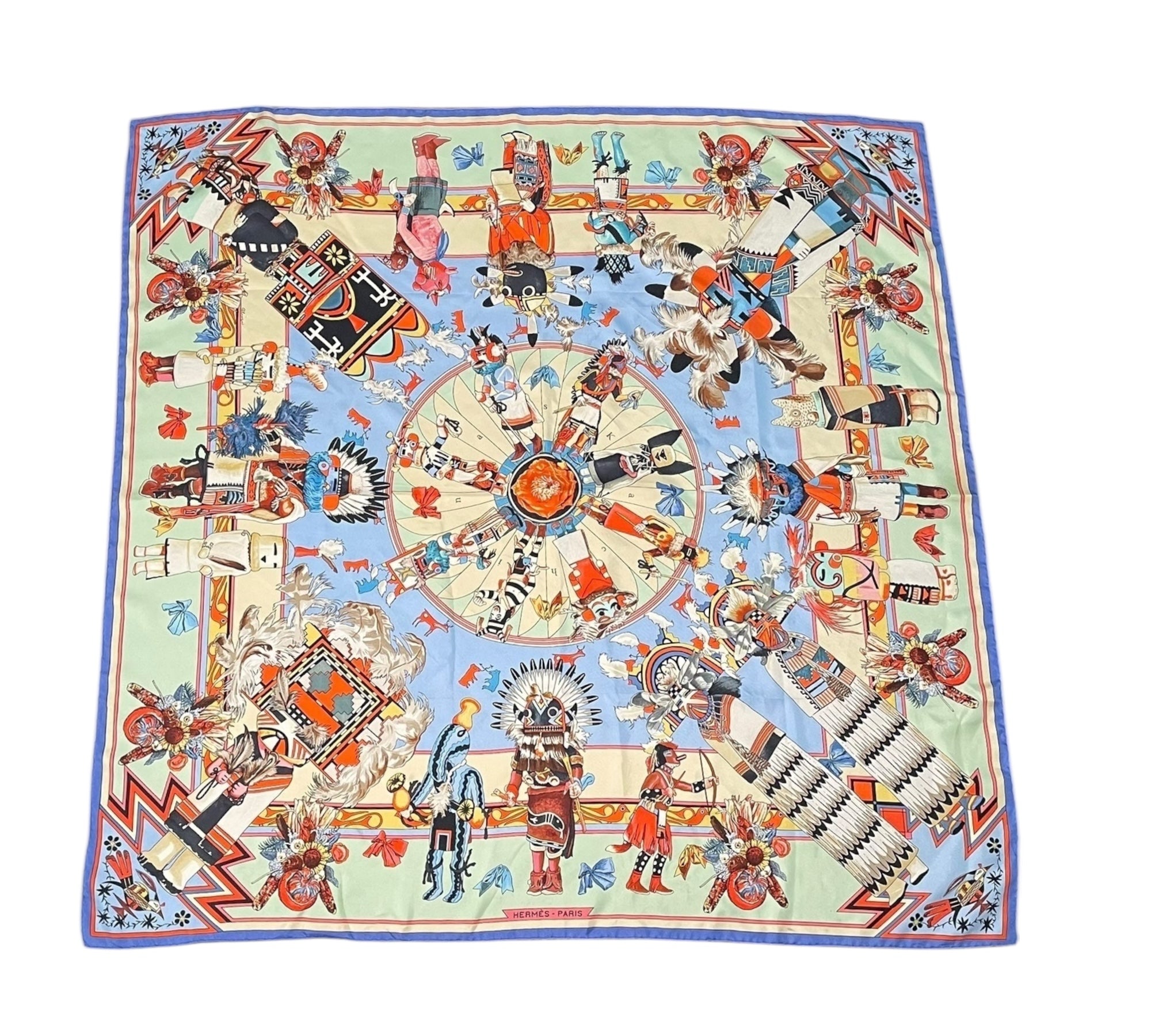 Hermès "Kachinas" silk scarf designed by Kermit Oliver