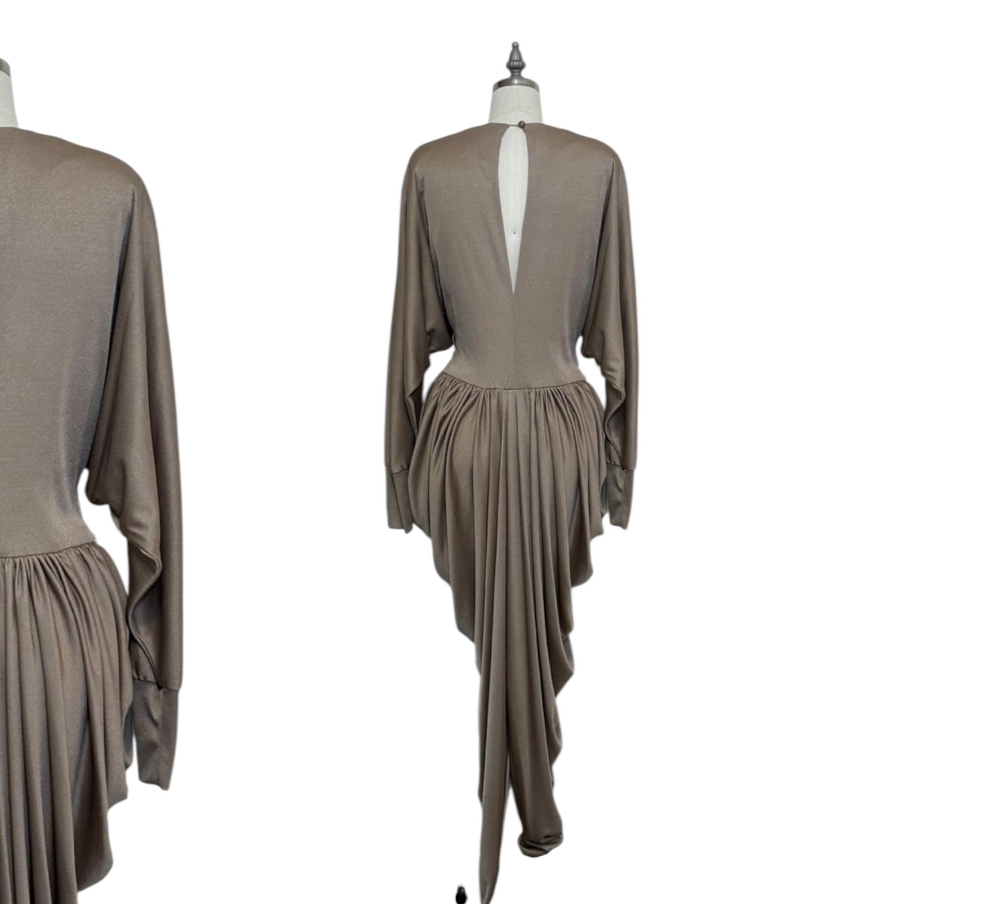 Patricia Owens beige draped harem pant jumpsuit