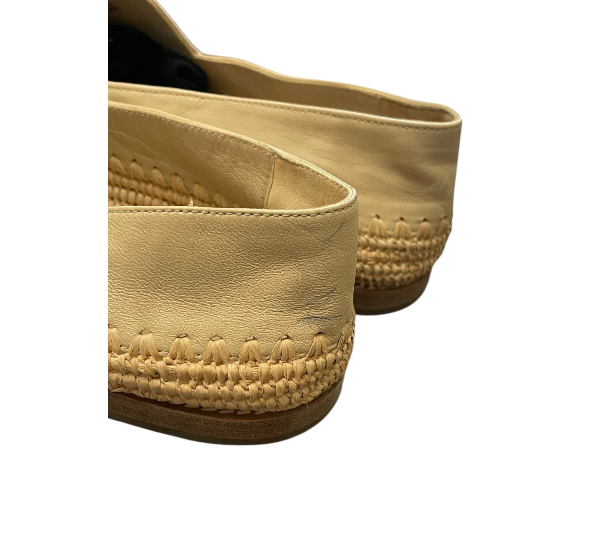 CHANEL Lambskin Grosgrain Espadrilles Beige Black