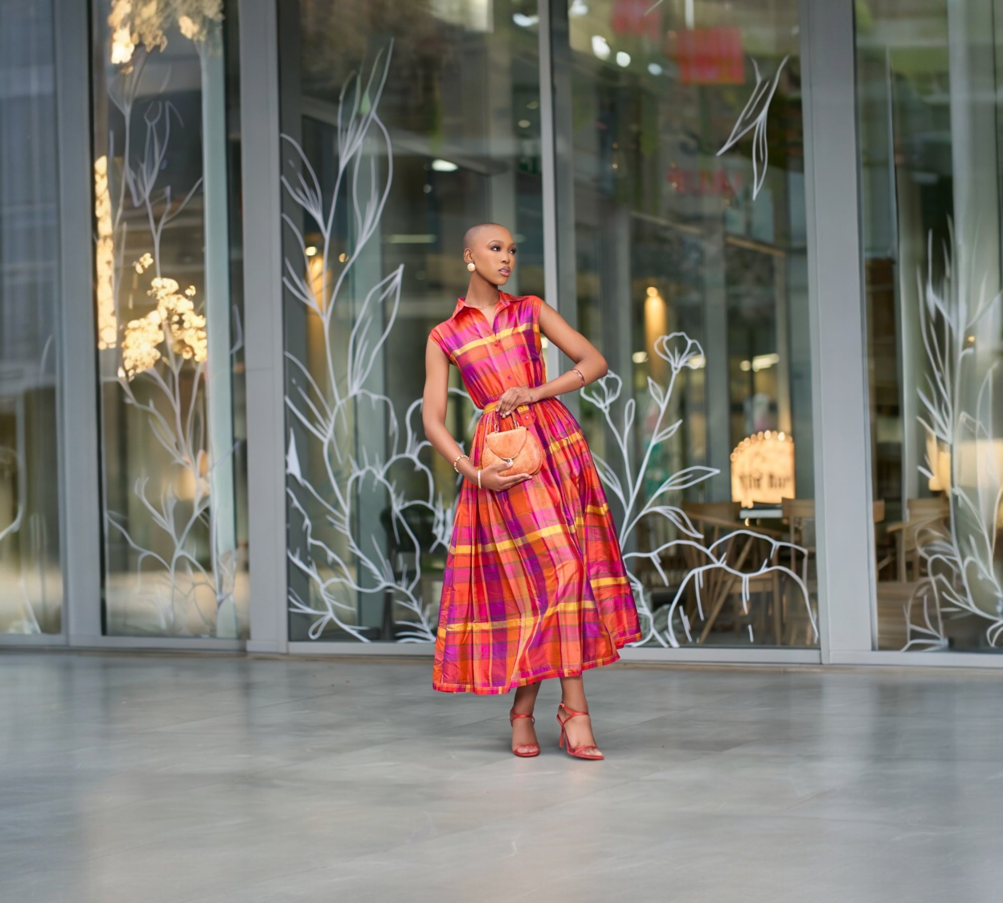 Linda Allard plaid flare vintage dress
