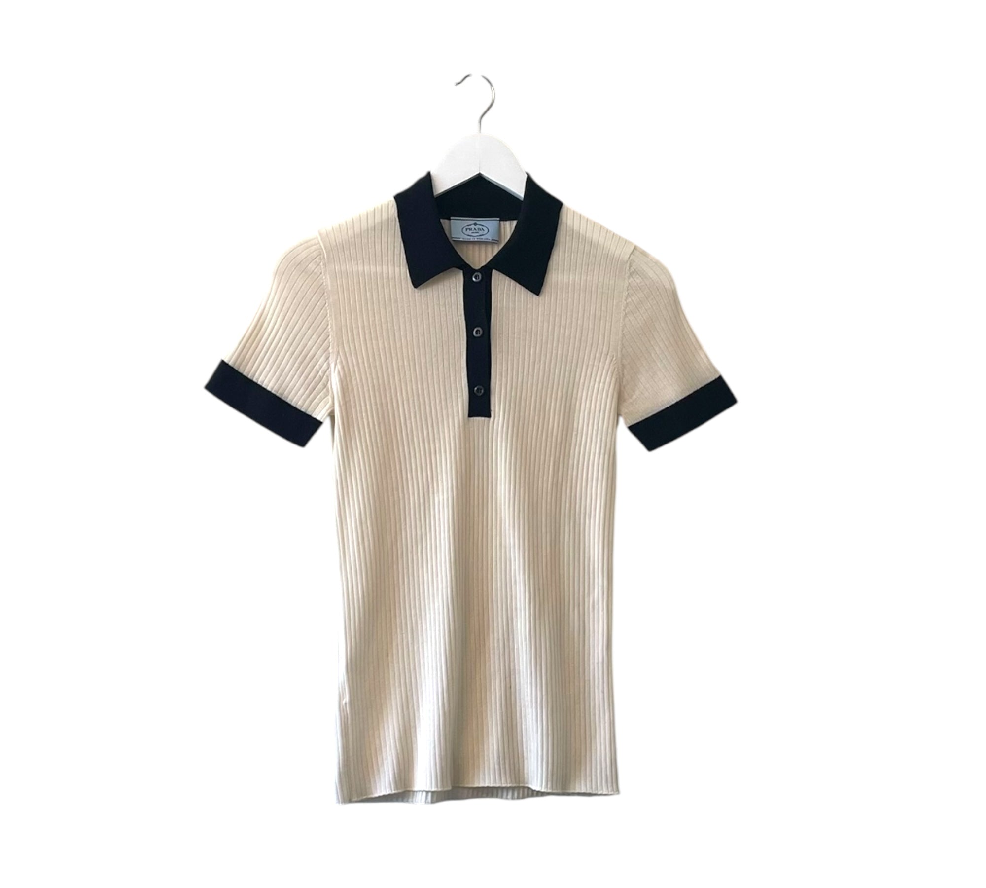Prada rib knit cream shirt