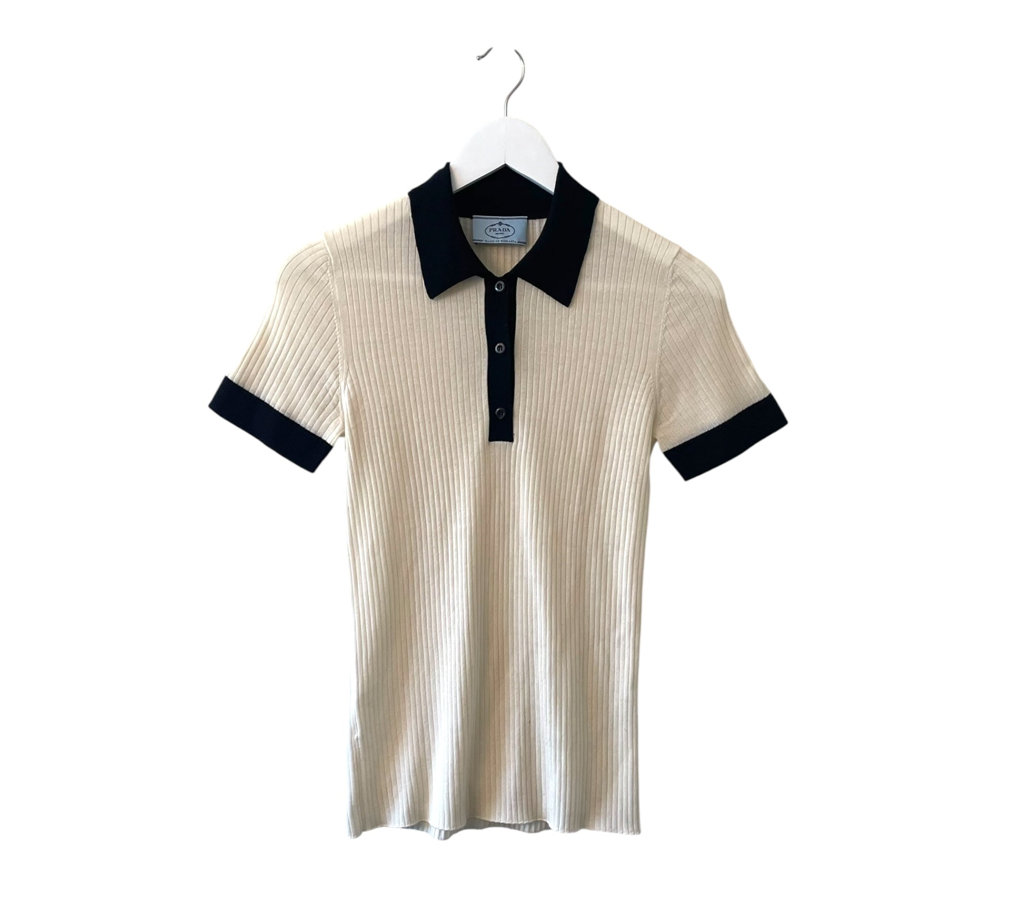 Prada rib knit cream shirt
