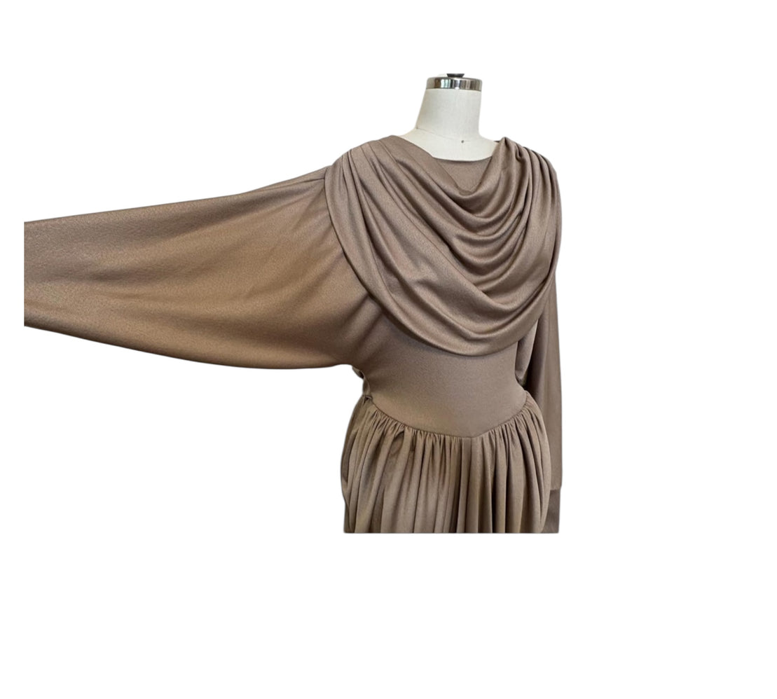 Patricia Owens beige draped harem pant jumpsuit
