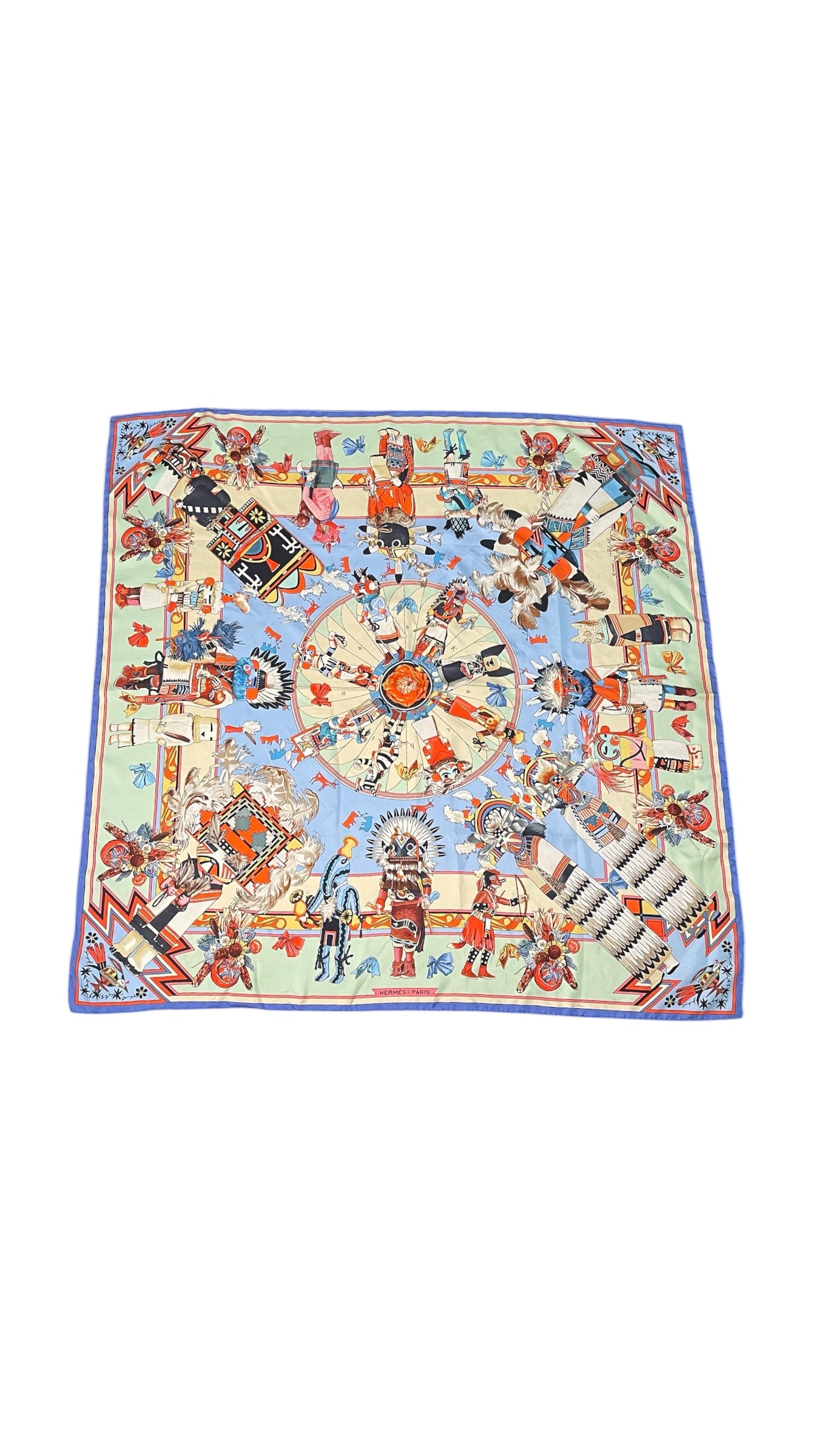 Hermès "Kachinas" silk scarf designed by Kermit Oliver