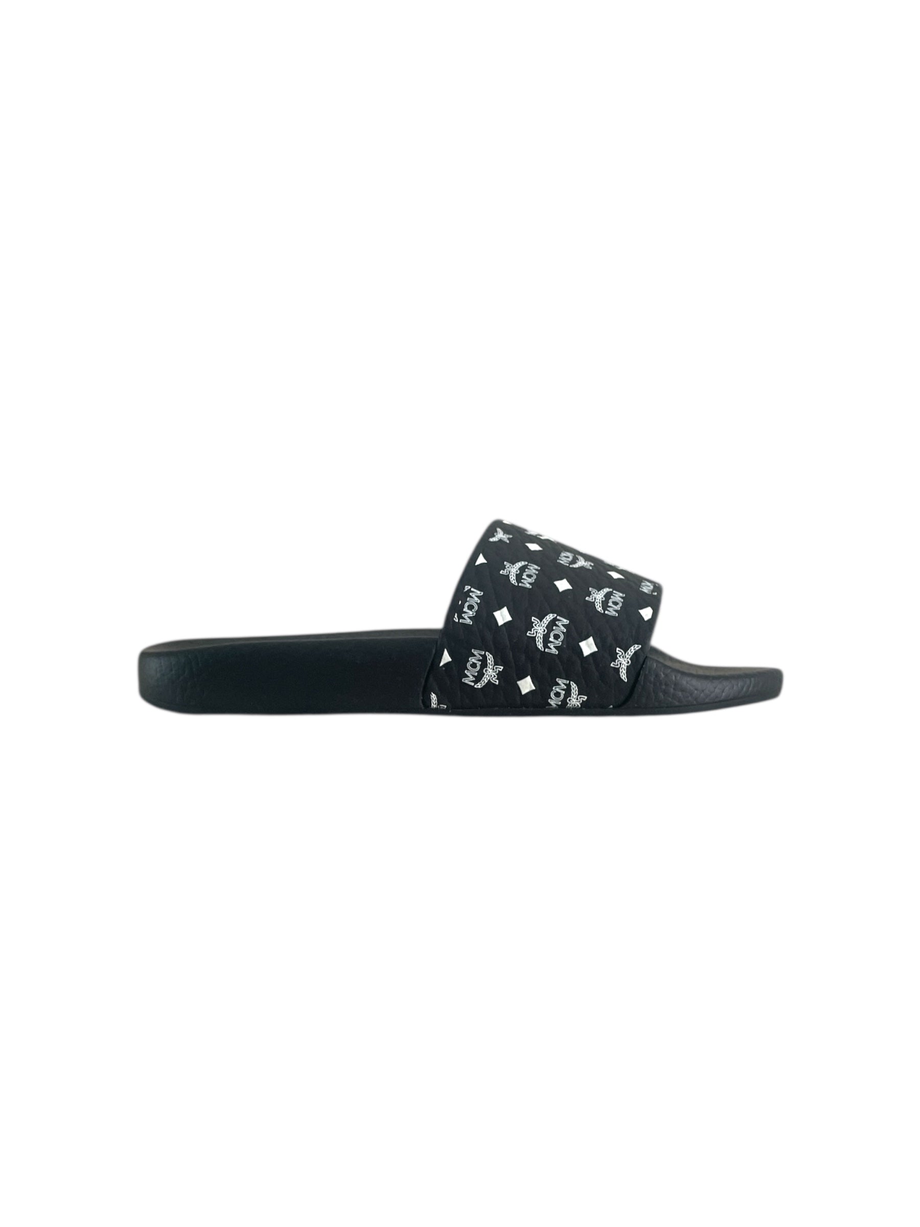 MCM Women's Monogram Print Rubber Slides