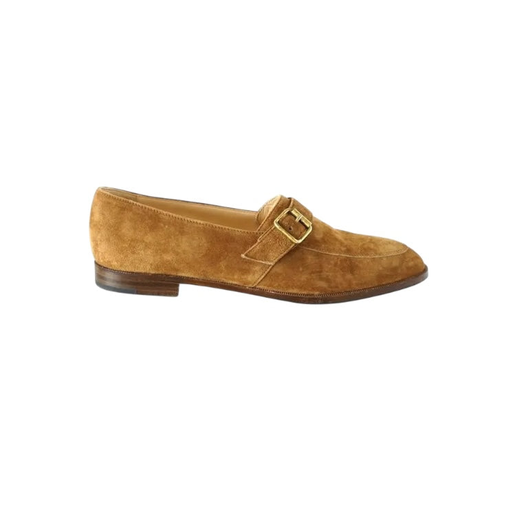Manolo Blahnik suede camel loafers